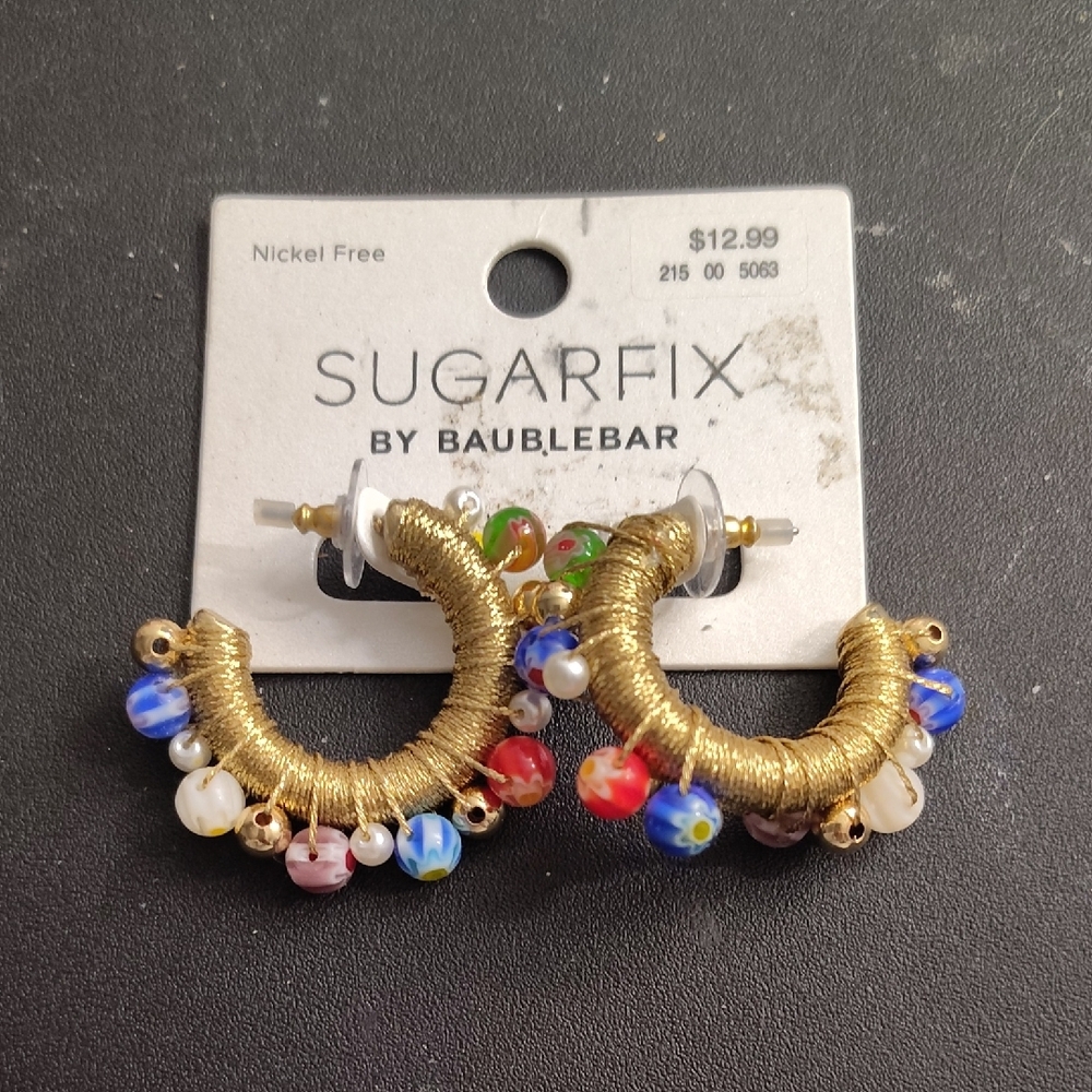 Gold and Multicolor Hoop Earrings